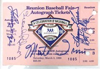 HALL OF FAME BASEBALL PLAYERS AUTOGRAPHED TICKET