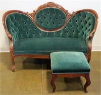 VICTORIAN SETTEE AND STOOL