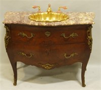 MARBLE TOP BOMBE VANITY WITH SHERLE WAGNER