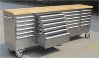 NEW 8FT 24 DRAWER STAINLESS TOOL BENCH