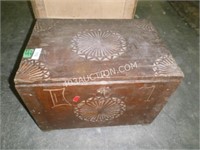 Solid Wood Trunk with Hand Carving 24"W x 17"D