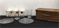 Crystal Goblets, Wicker Picnic Baskets & More