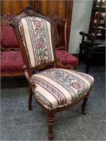 FIGURAL VICTORIAN UPHOLSTERED PARLOR CHAIR