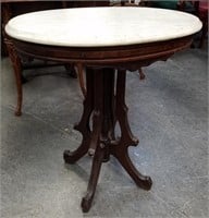 OVAL MARBLE TOP EASTLAKE ACCENT TABLE