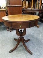 DUNCAN PHYFE ROUND PARLOR TABLE W DRAWER
