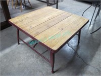 1X,31.5" SQ. RUSTIC WOOD COFFEE TABLE W/ RED FRAME