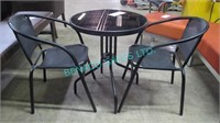 LOT, 24" ROUND GLASS TOP TABLE W/ 2 CHAIRS