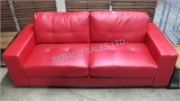 81" x 33" RED CUSHIONED COUCH