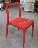 16X, RED WOOD STACKING CHAIRS