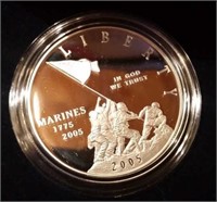 2005 Marine Corps Anniversary Proof Silver Dollar