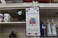 WELCOME FRIENDS PAINTED SLATE SIGN