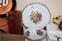 FLORAL DECORATED BOWL AND PLATE