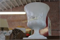 LARGE MILK GLASS FOOTED COMPOTE