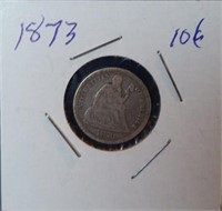 1873 Seated Liberty Dime - Variety 4