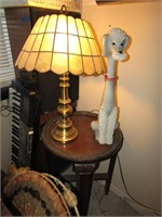 BRASS LAMP, END TABLE, DOG !