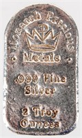 Coin 2 Troy Ounce Tombstone .999 Fine Silver Bar