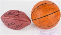 Signed Football & Basketball Celtics Raiders Team