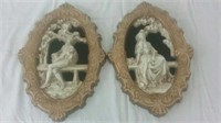 2 decorative golden framed 3D wall art