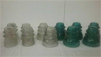 11 vintage glass insulators