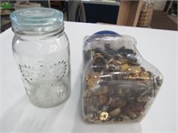 Crown Fruit Jar & Container of Vintage Buttons