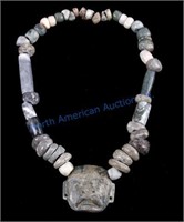 Olmec Jade & Stone Face Effigy Necklace c 500 A.D.