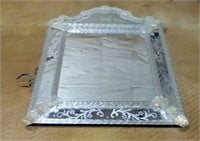 Decorative etched glass wall mirror