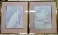 2 PC. Pictures, Mauve color matte with gold frame