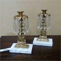 2 PC. Candlestick holders with marble base