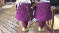 Pair burgundy lamps