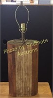 Wood and brass table lamp