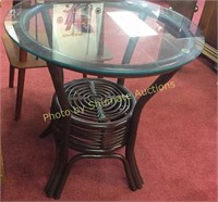 Glass top bamboo patio table