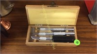 Exacto knife set in wooden box