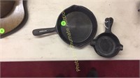 Small cast iron frying pan & 3 frying pan