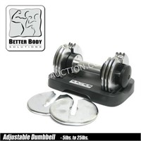 Adjustable Dumbbell 5lbs to 25lbs w/ Easy Lock $90