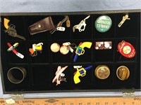 A fabulous collection of antique toys, silver pins