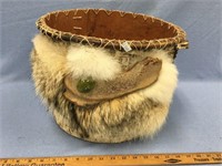 Large basket decorated with artic fox, mammoth ivo
