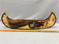 26" birch and twig canoe decorated with jade, beav