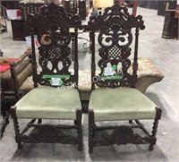 Lot of 2 Antique Chairs w/ Cushion Seat 54" Height