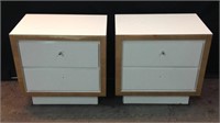 Matching White Lacquer Nightstands W Drawers