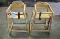 LOT, 2 WOOD H-CHAIRS- BOTH A LITTLE WOBBLY