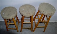 Set of 3 Wooden Barstools