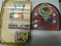 Lot Of Marbles, Checker, Dominos, Ski Ball And Tin
