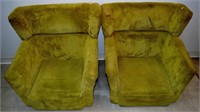Two Green Corduroy Floor Chairs