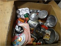 Large Grouping Of Tin Litho Dinner And Cookware +