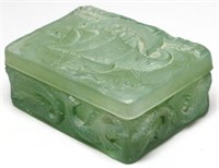 Molded Green Glass Trinket Box