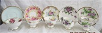 5 Bone china cups and saucers, Paragon,