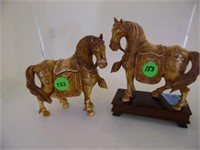 2 PC IVORY "WARRIOR" HORSE FIGURES - ONE WITH STAN