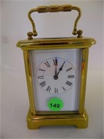VINTAGE BRASS & BEVELED GLASS CARRIAGE CLOCK - 4.5