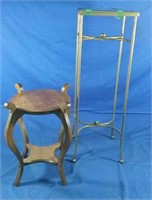 Metal Plant stand , 11'" x 11" x 33" & wooden 12"