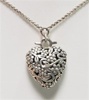 36F- sterling heart shape long necklace -$100